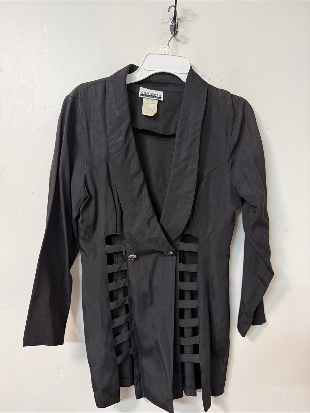 Contempo Black Longline Open Ladder-Detail Blazer
